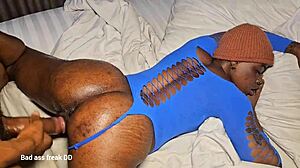 Ebony lover pounded doggystyle with monster cock.