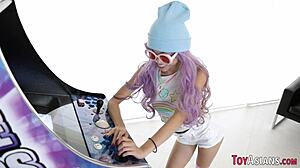 wow, this little asian with small tits rides monster cock so well! 😍