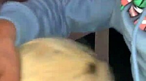 Mature blonde engages in deepthroat with big black cock