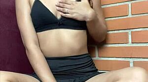 petite girl feels tight pussy pleasure with dildo