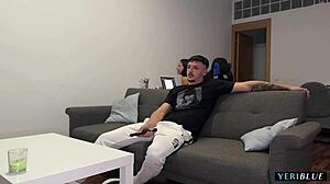 Teen Brunette Gets Rough Face Fucking at Home