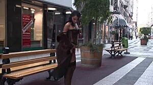 Simone peach flashes sexy body in budapest with handjob and monster cock