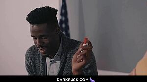 Student fucks teacher, deepthroating his big black cock.