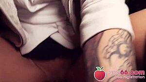 redhead kessie shy banged behind billboard in berlin 😈