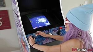 wow, this little asian with small tits rides monster cock so well! 😍