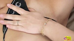 Charming brunette orgasms as friend licks wet pussy