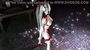 Youthful Asian Princess Dances Alone in Night Castle in Red Outfit
