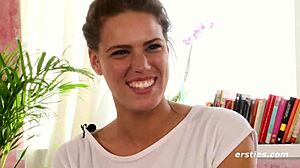 Blonde Lesbian Amateurs Enjoy Wet Pussy Play With a Dildo