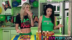 i was playing hot sauce challenge with my stepsisters, and it turned into a threesome with stepbro, oh man!