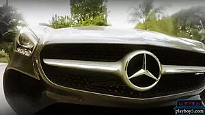 Playboy Babes in Hot Bikinis Washing a Mercedes AMG GT Outdoors