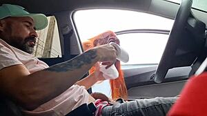 Car stopped, dick exposed, info from strolling redhead