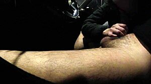 French street whore Misscreamy sucks big cock in public parking without condom and licks cum