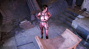 Tanned Nude Lara Croft Dances In Dungeon