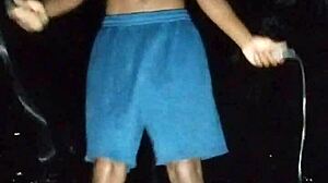 Skinny Athletic Girl Works Out in Park