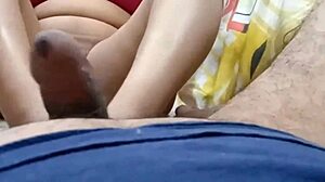 Stepdaddy rubs stepdaughter's wet pussy lips close-up