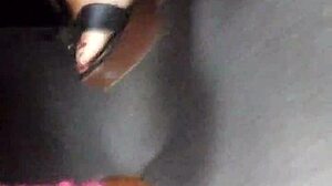 Mature Feet Candid In Wedges Sandals