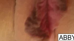 Abigail shaves her pussy in the shower and masturbates!