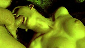 Threesome with Slutty Brunette Milf in Outdoor Action