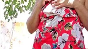 Blonde Shows Off Outside Home!