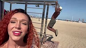 2 trans saw me on the beach and i pushed my hard cock 😅