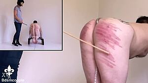 Femdom Mistress Canes Submissive Slave In Cage For Humiliation And Orgasm