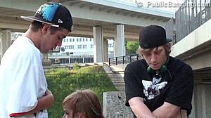 beautiful teen girl fucks in public threesome!