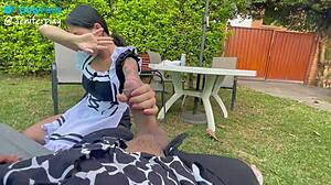 Chica Del Aseo Screams As She's Fucked In The Garden! Big Ass Licked And Assfucked!