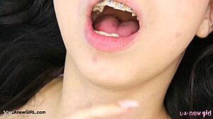 Asian teen model poses in photoshoot casting session.