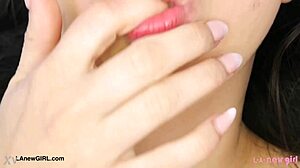 Asian teen model poses in photoshoot casting session.