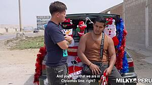 i'm greta sweet, a latina with big natural tits, and i gave a blowjob to an enterprsing fan outdoors for christmas, it was so taboo