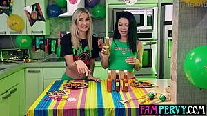 i was playing hot sauce challenge with my stepsisters, and it turned into a threesome with stepbro, oh man!