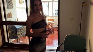 After dropping my glasses, I let the helpful guy fuck me hard in cowgirl position