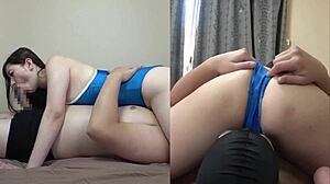 Secret footage of Japanese busty MILF in daughter's school swimsuit.