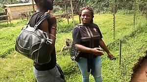 is this footballer fucking a mature woman in africa park after licking her pussy?