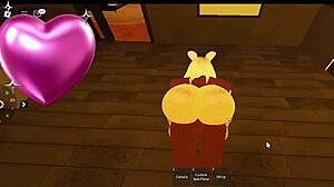 Snowbunny encounters rough monster BBC in virtual Roblox world