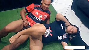 Soccer game between corinthians and flamengo turns into interracial domination and ass worshiping