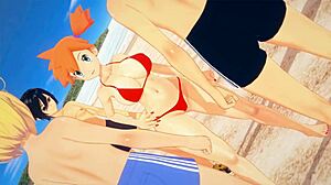 Misty Gets Triple Penetration On Beach