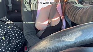 italian milf artemisia love teases with juicy boobs in hot solo car ride