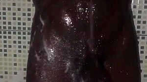 Amateur Masturbates With Big Black Monster Cock Before Homemade Shower Bath