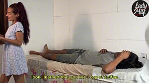 Neighbor Surprises Alone Girl with Handjob