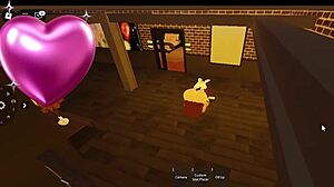 Snowbunny encounters rough monster BBC in virtual Roblox world