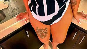 Big booty Colombian girl shows off her curves at home