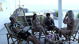 Beautiful blonde amateurs explore romantic BDSM sex in public compilation with handjob and old couple