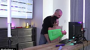 Aria, take that huge cock while streaming your wild game!