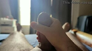 She masturbates in the bedroom with sun rays shining through