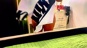 Big booty Colombian girl shows off her curves at home