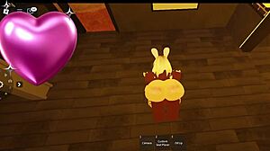 Snowbunny encounters rough monster BBC in virtual Roblox world