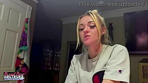 Petite mature blonde sassy rubs her nipples and deep fingers her twat