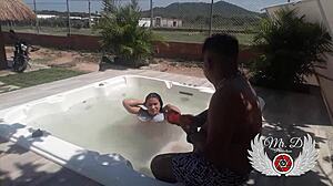 Public Sex in In-Laws Jacuzzi with Lover