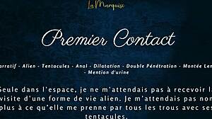 Detailed first contact with alien monster in French audio porn scene